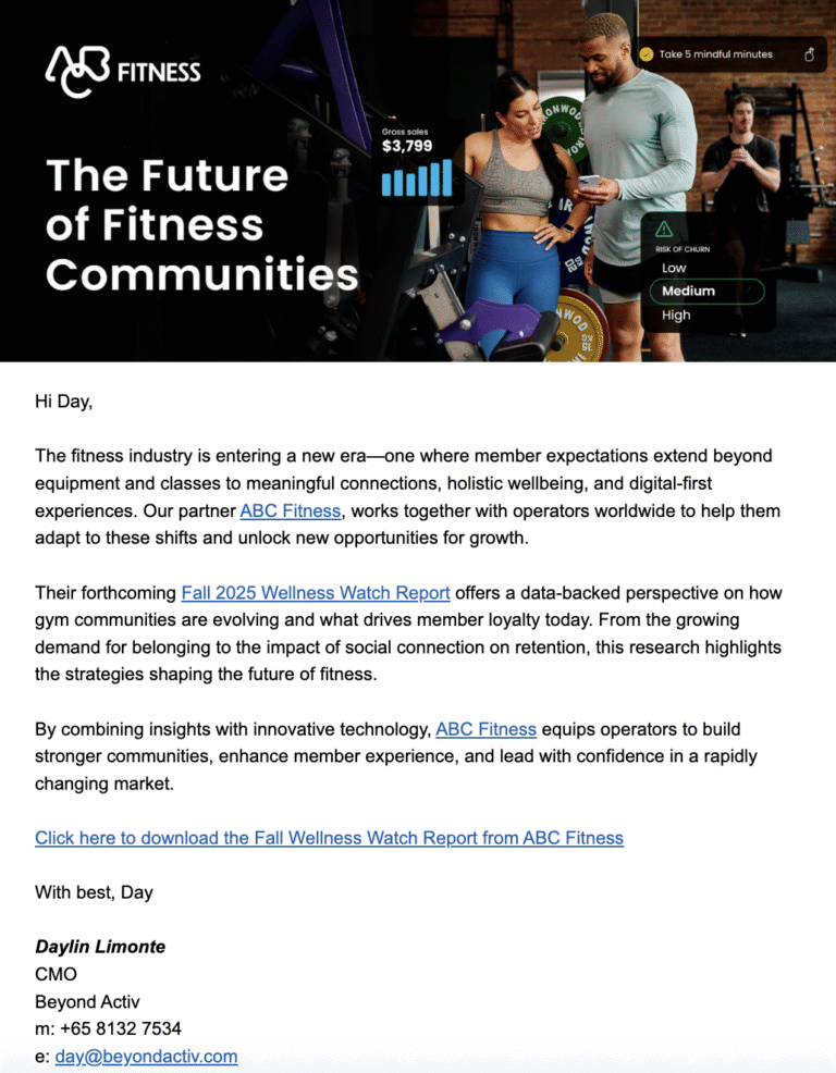 ABC Fitness email sample