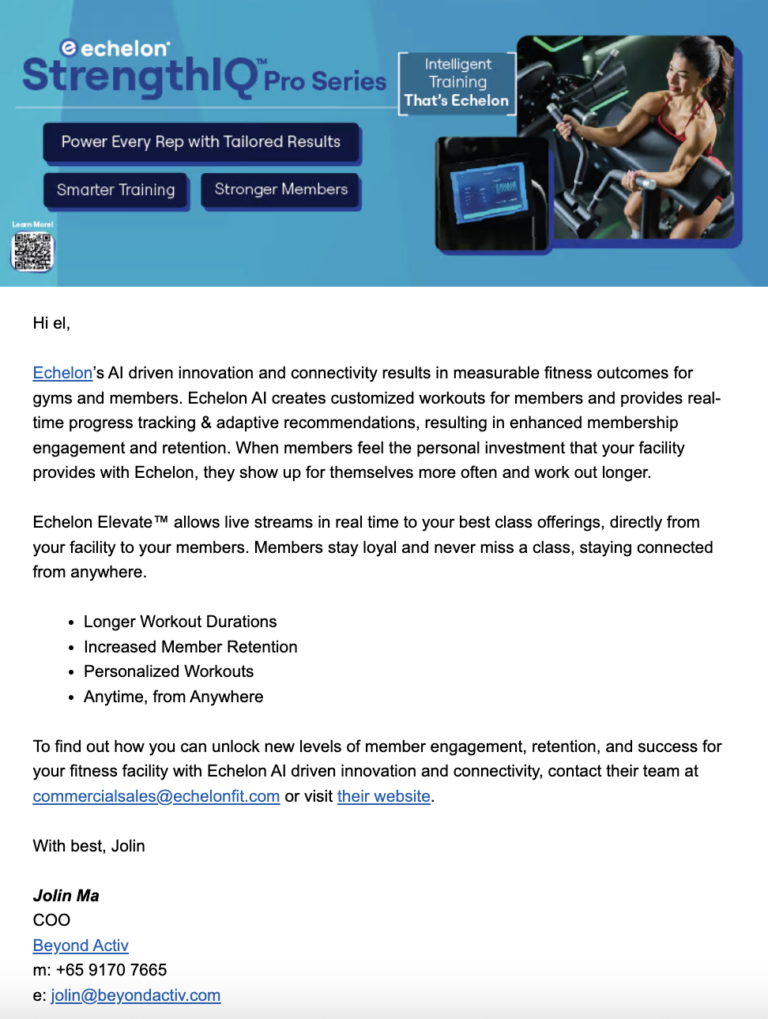 Echelon email sample